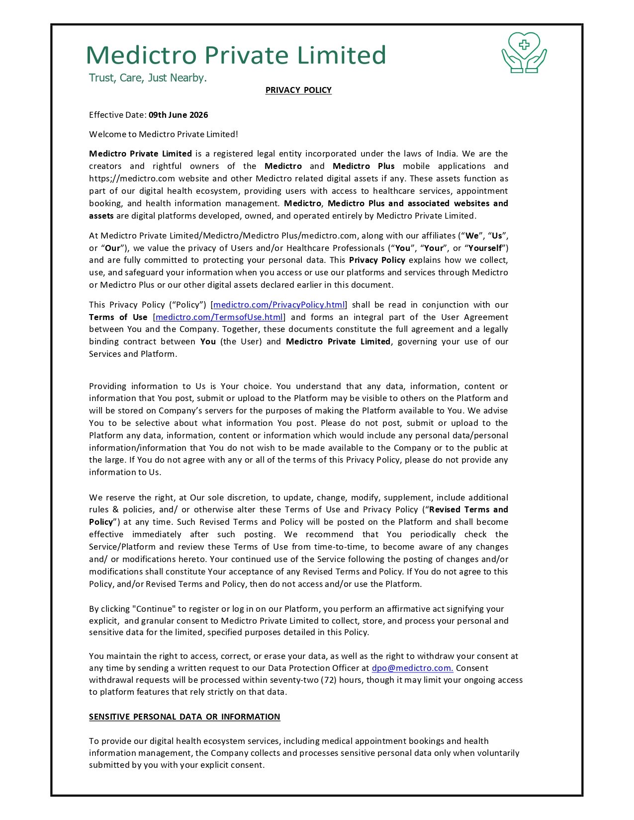 Privacy Policy Page 1